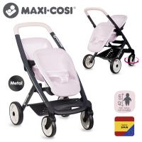 Sportovní kočárek pro panenky dvojčata Maxi Cosi světle růžový